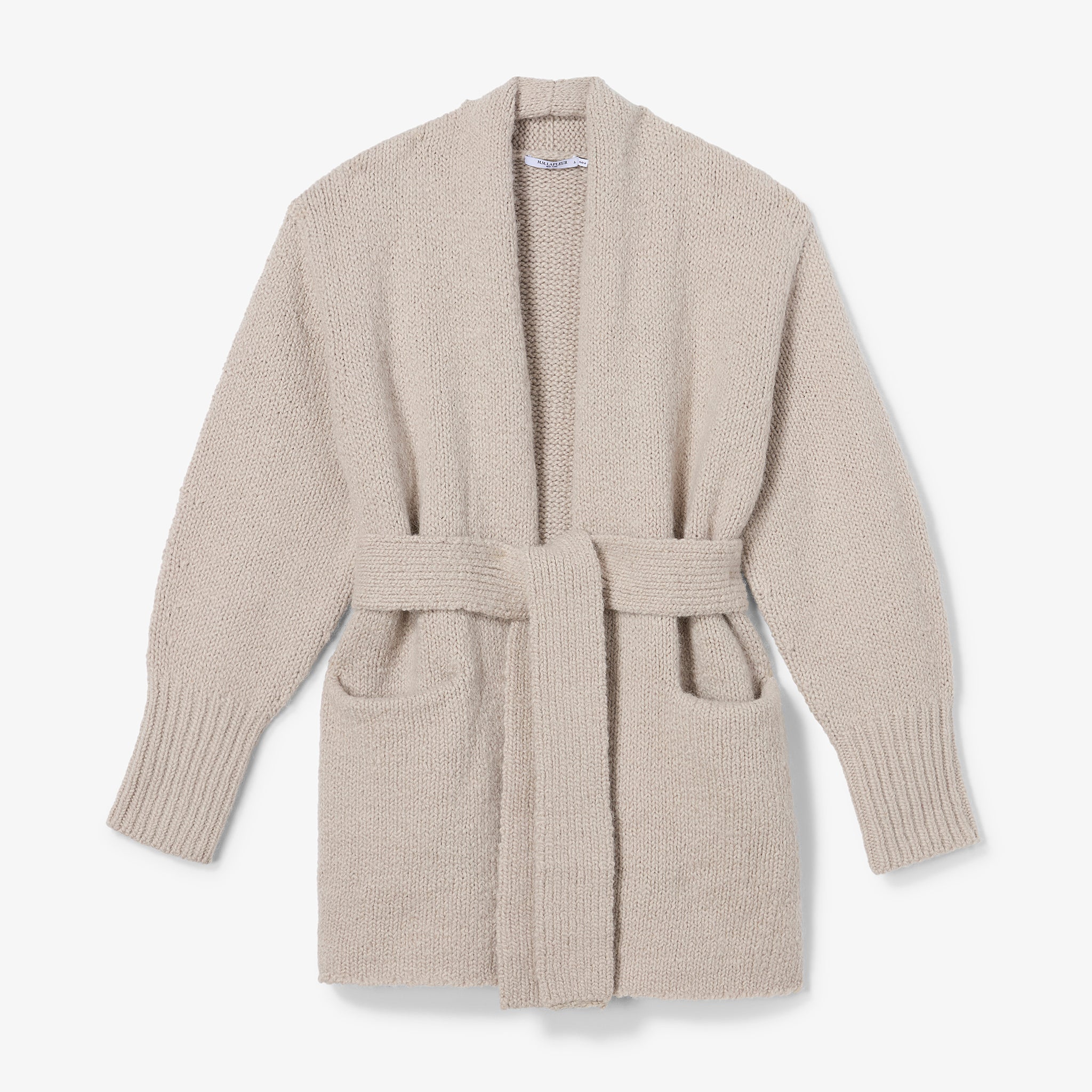 Beige robe with a belt on a white background 