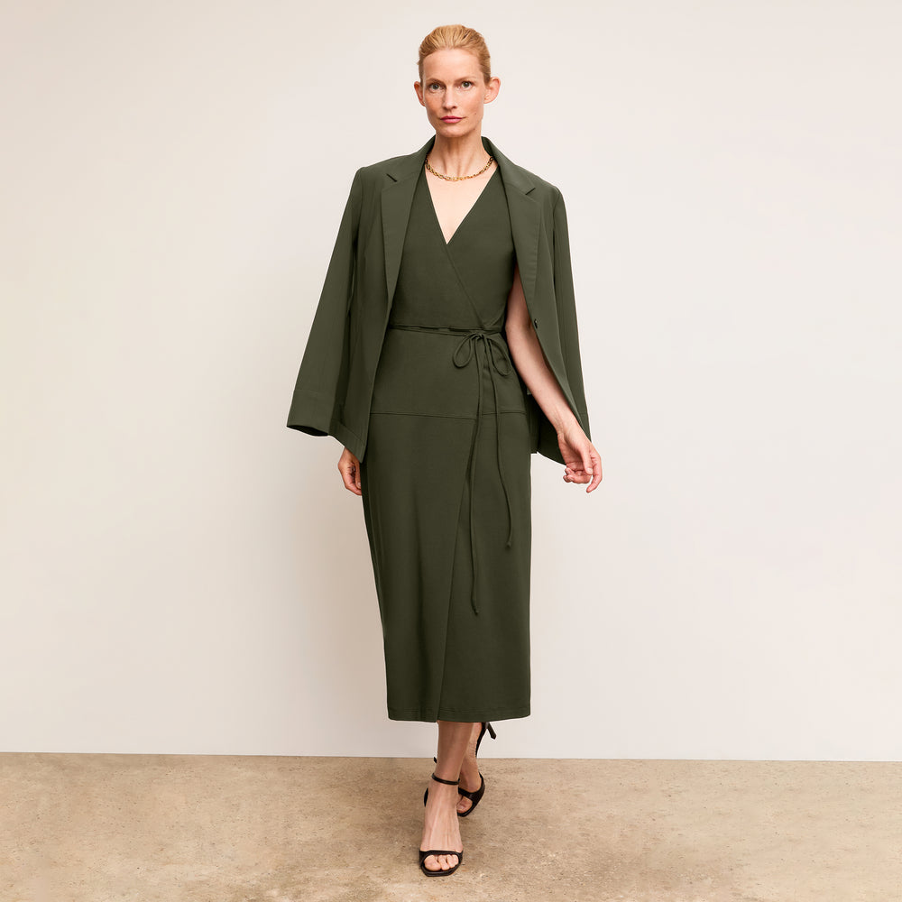 Front image of a woman wearing The Marta Dress-Pima Cotton Jersey :: Rosin