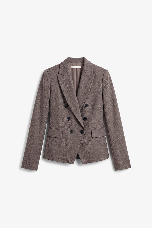 Priscilla Founder Blazer - Knit Suiting :: Charcoal Brown