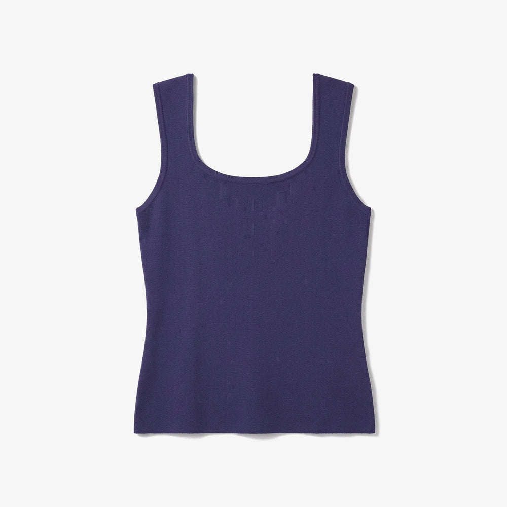 Navy blue tank top on a light gray background