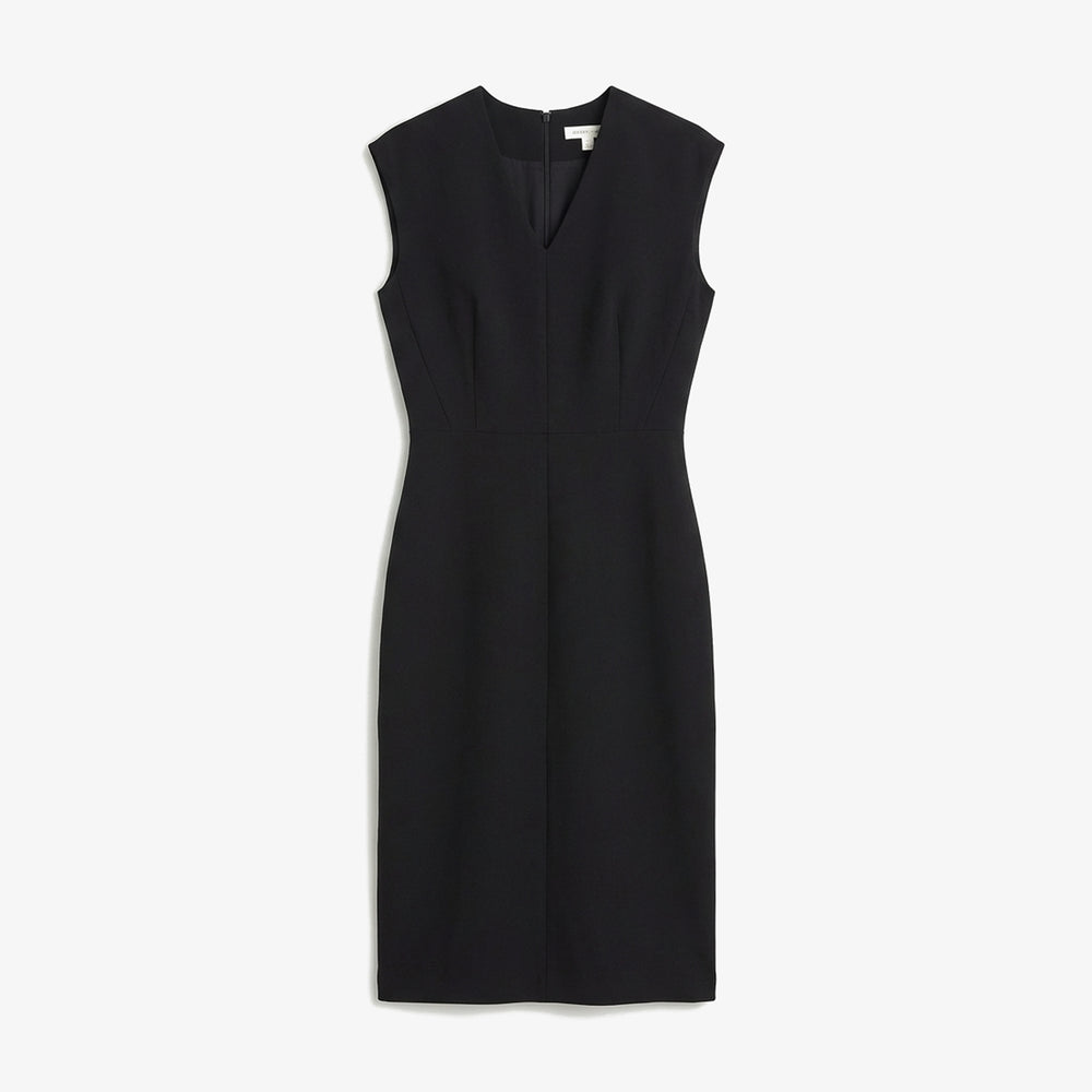 Black sleeveless dress on a white background