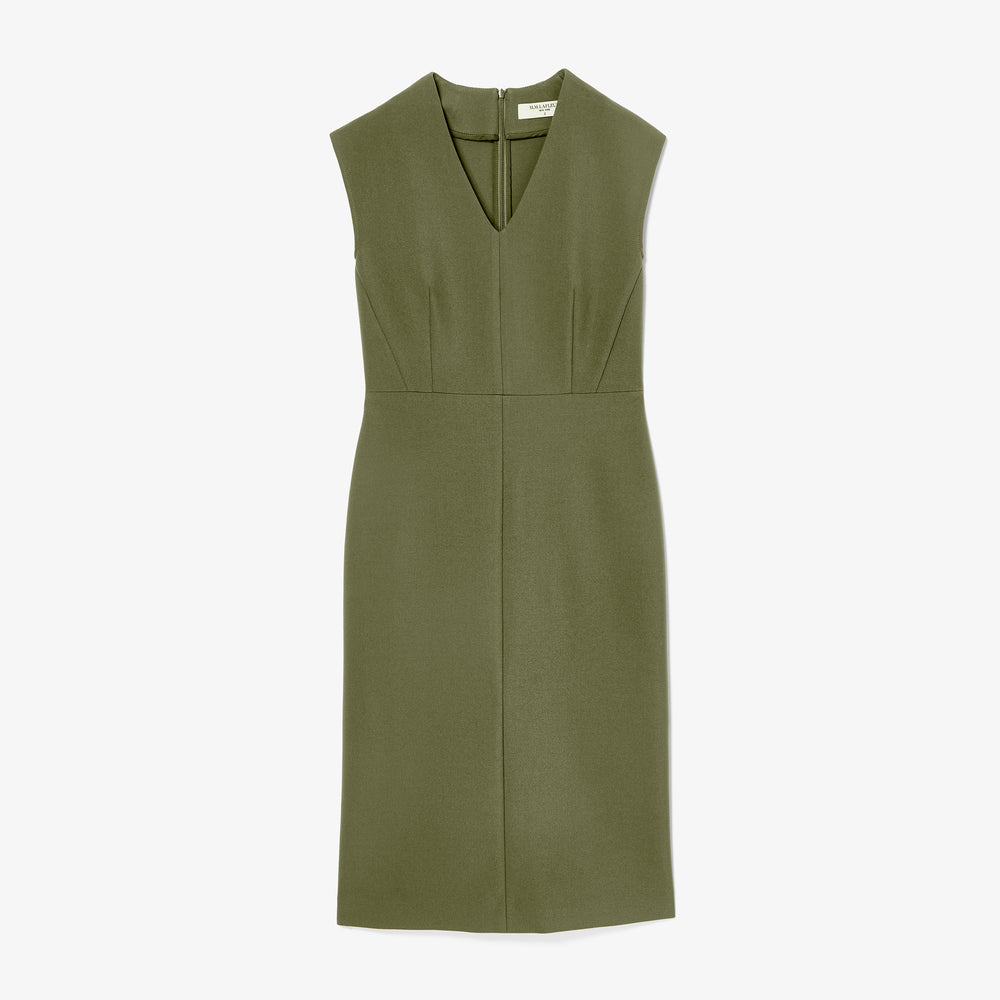 Packshot image of the Vienna Dress - Flex Suiting - Bright Olive