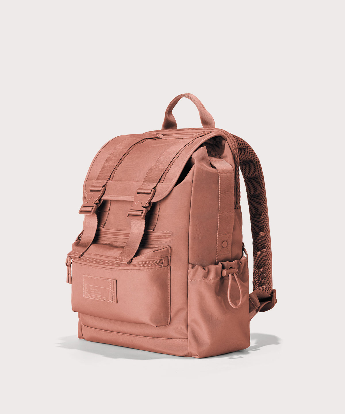 Pink backpack on a light gray background