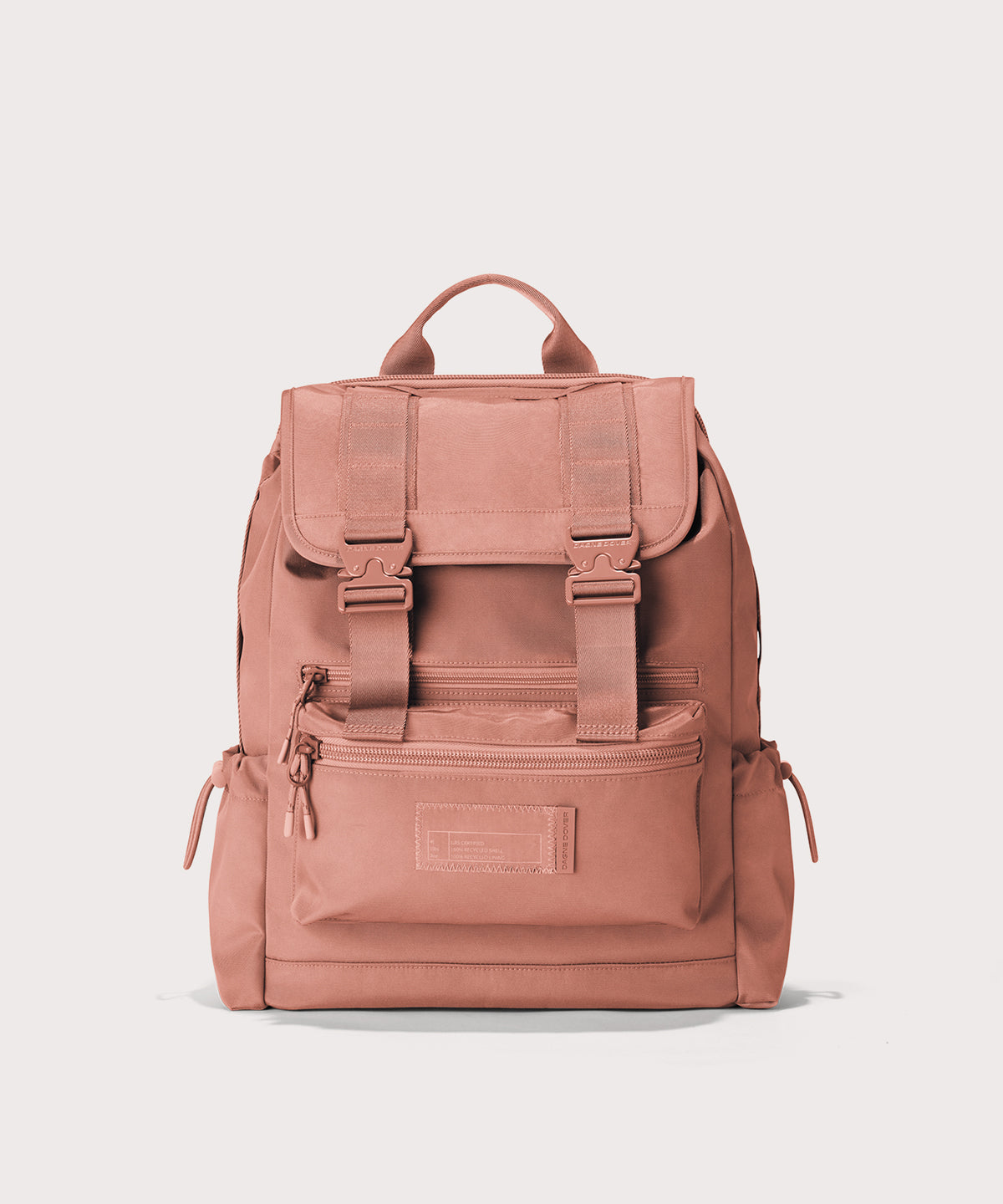 Pink backpack on a light gray background 