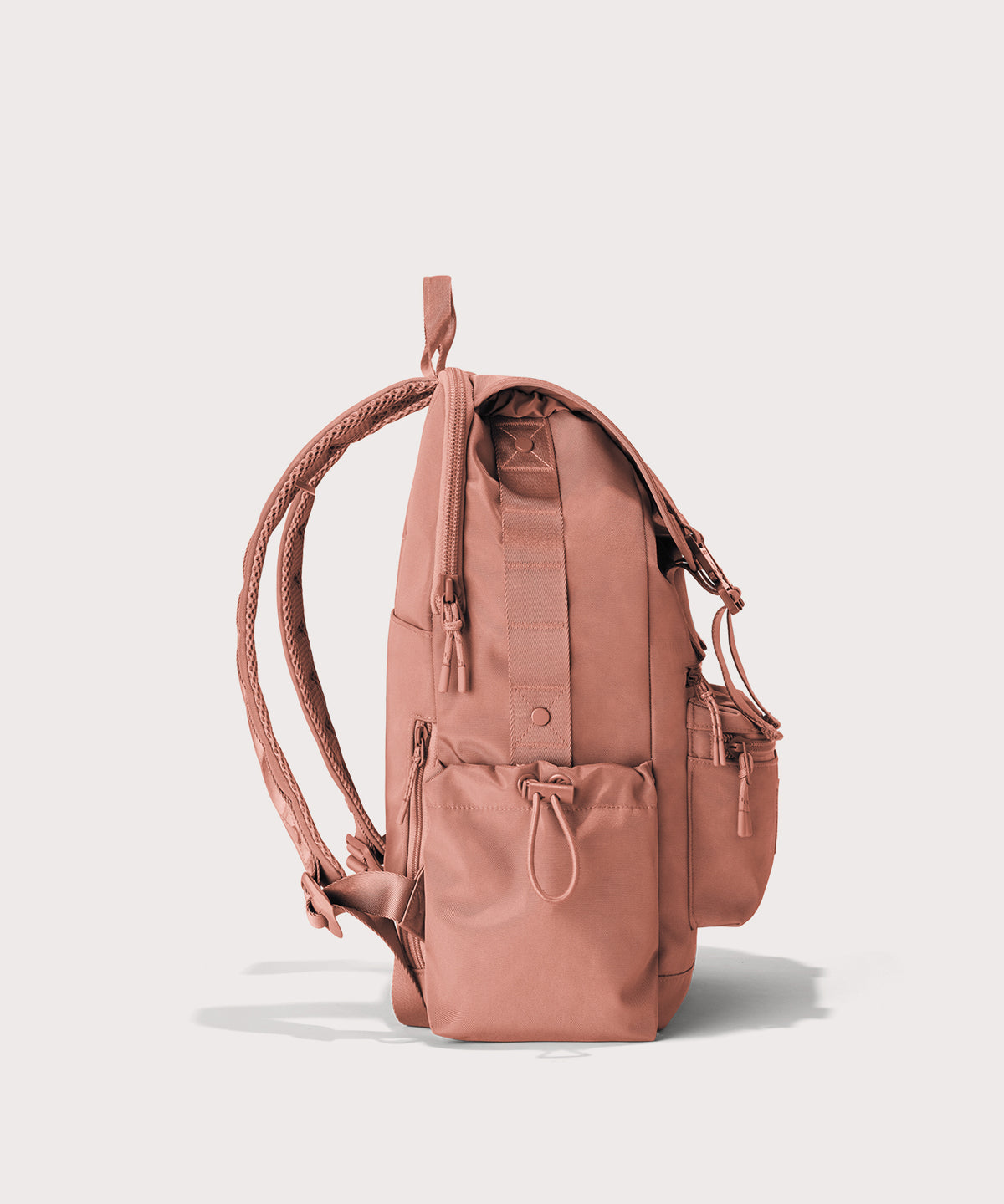 Pink backpack on a light gray background