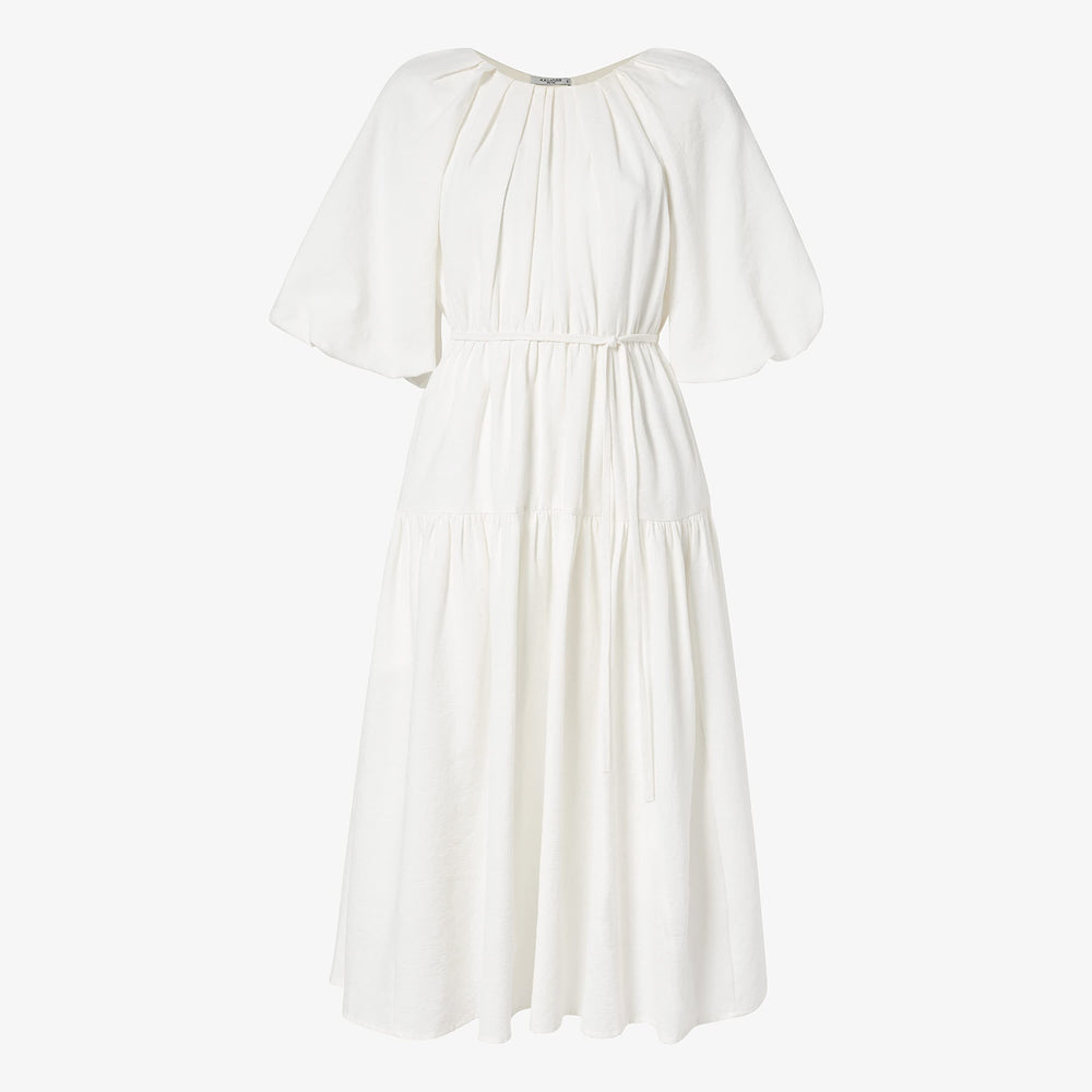 Packshot image of the medina dress in textured voile in ivory