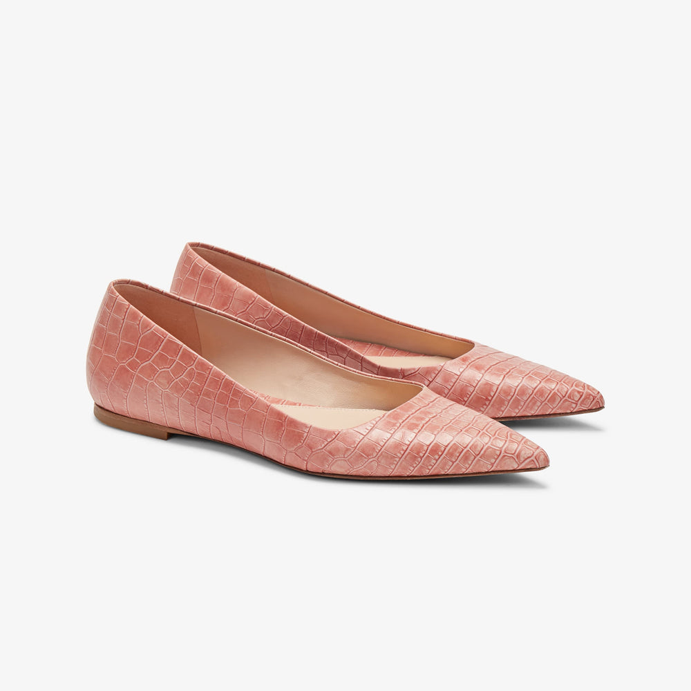 Packshot image of the Rowan Flat--Embossed Croc in Rose
