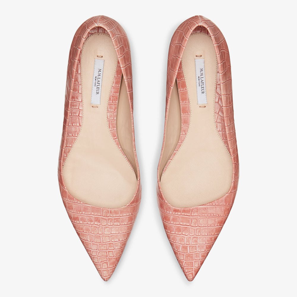 Packshot image of the Rowan Flat--Embossed Croc in Rose