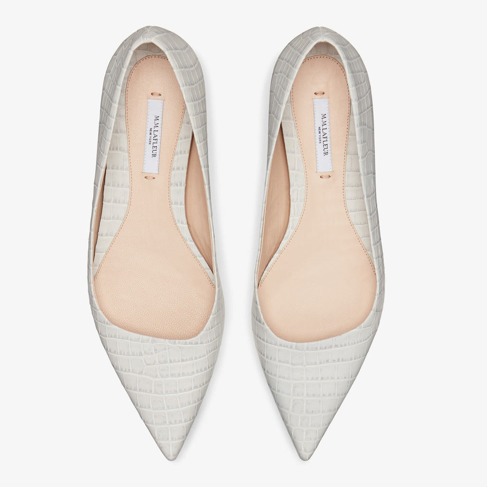 Packshot image of the Rowan Flat--Embossed Croc in Gray
