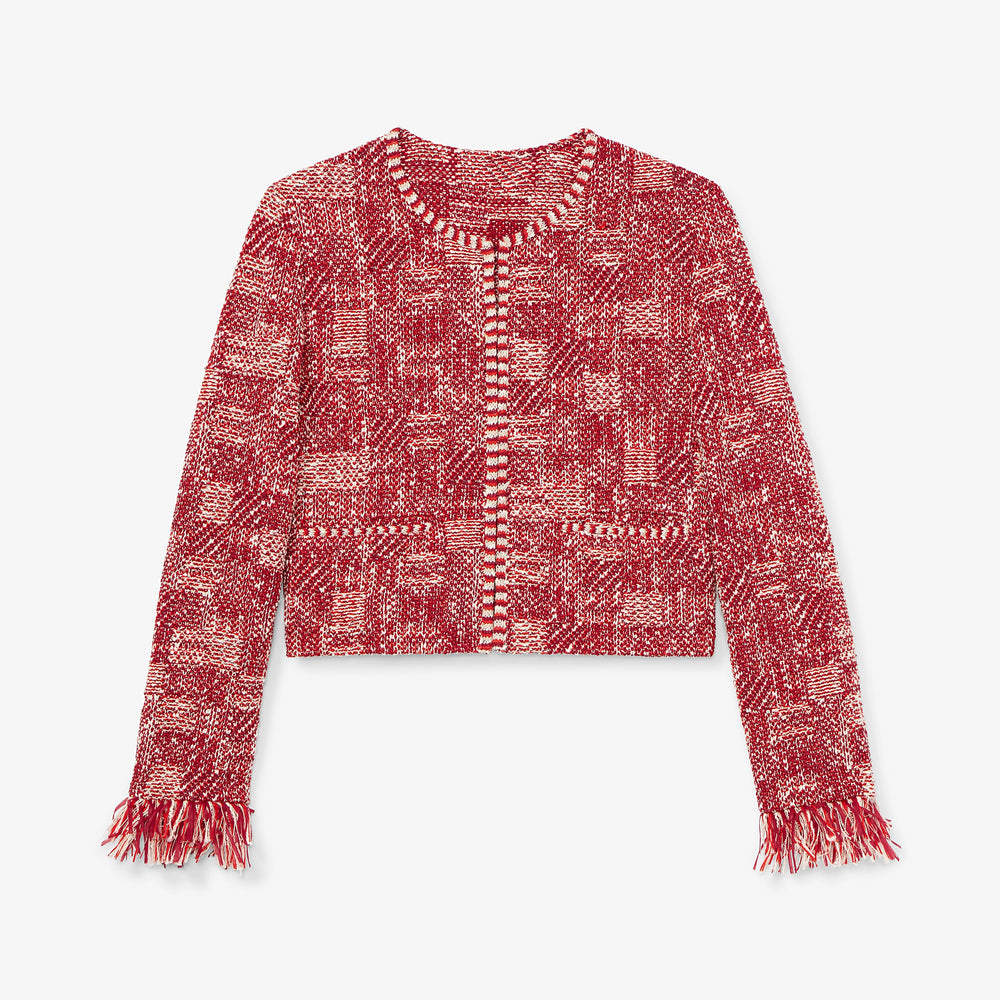 Packshot image of the Lilia Jacket—Interweave in Red Multi