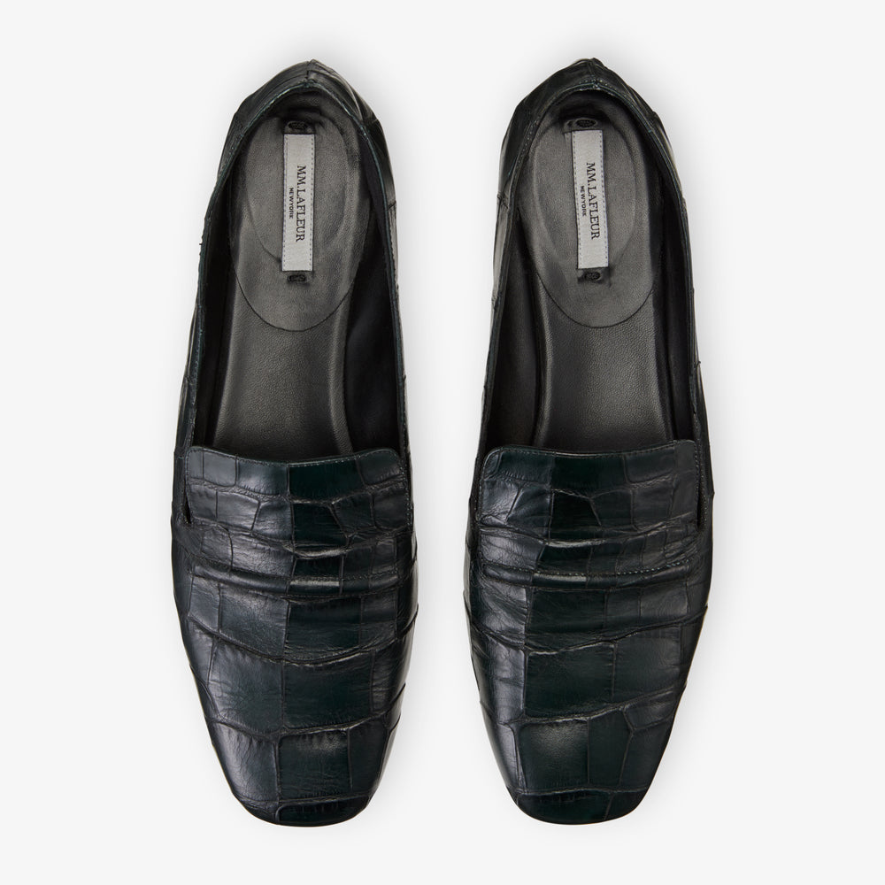 still image of the grace loafer in green croc