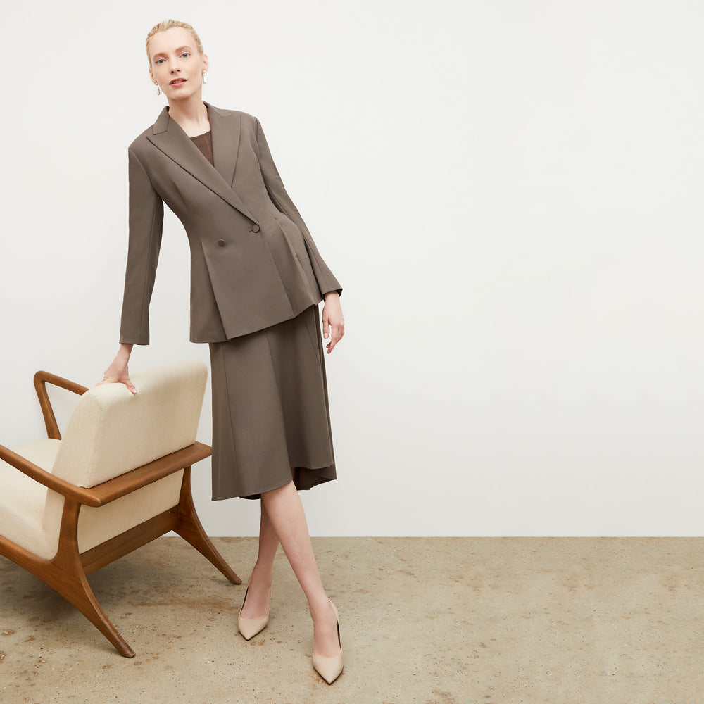 Front image of a woman wearing the Charli Top - Textured Knit in Light Ash