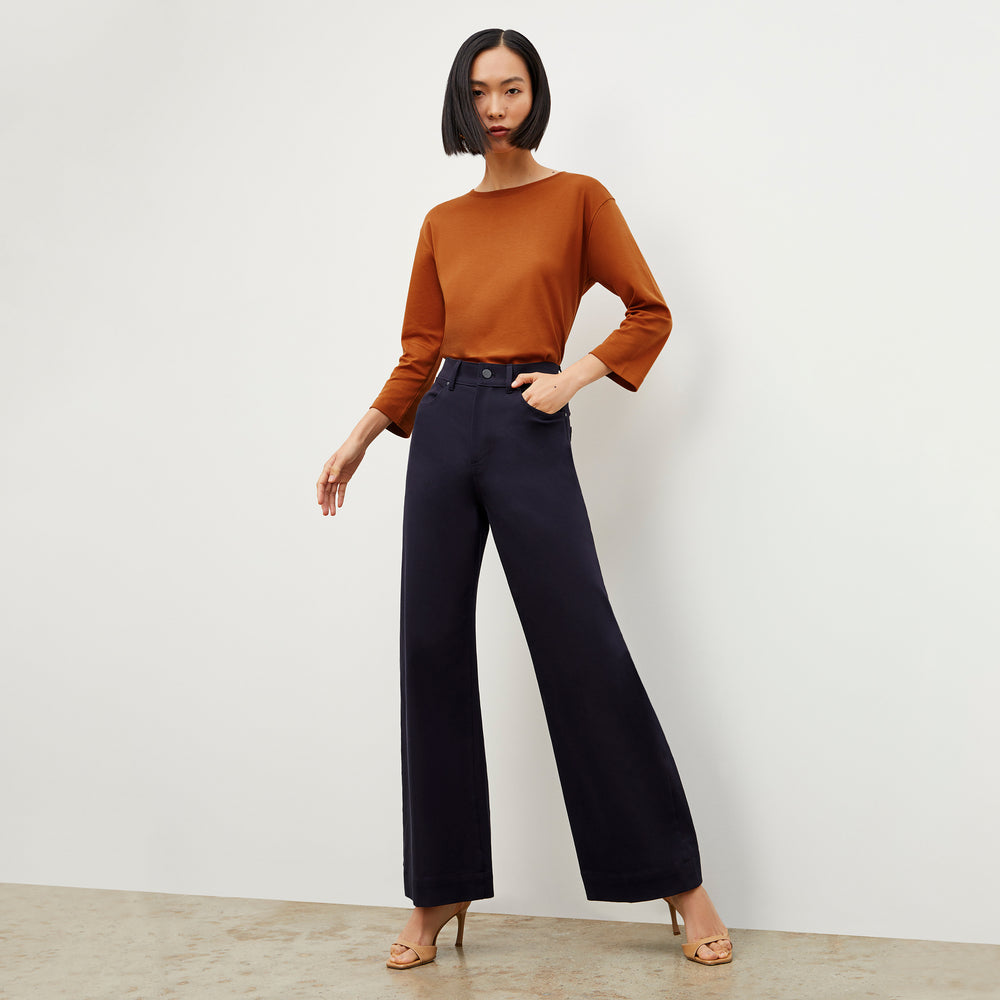 Front image of a woman wearing the Owen T-Shirt - Pima Cotton in Burnt Orange