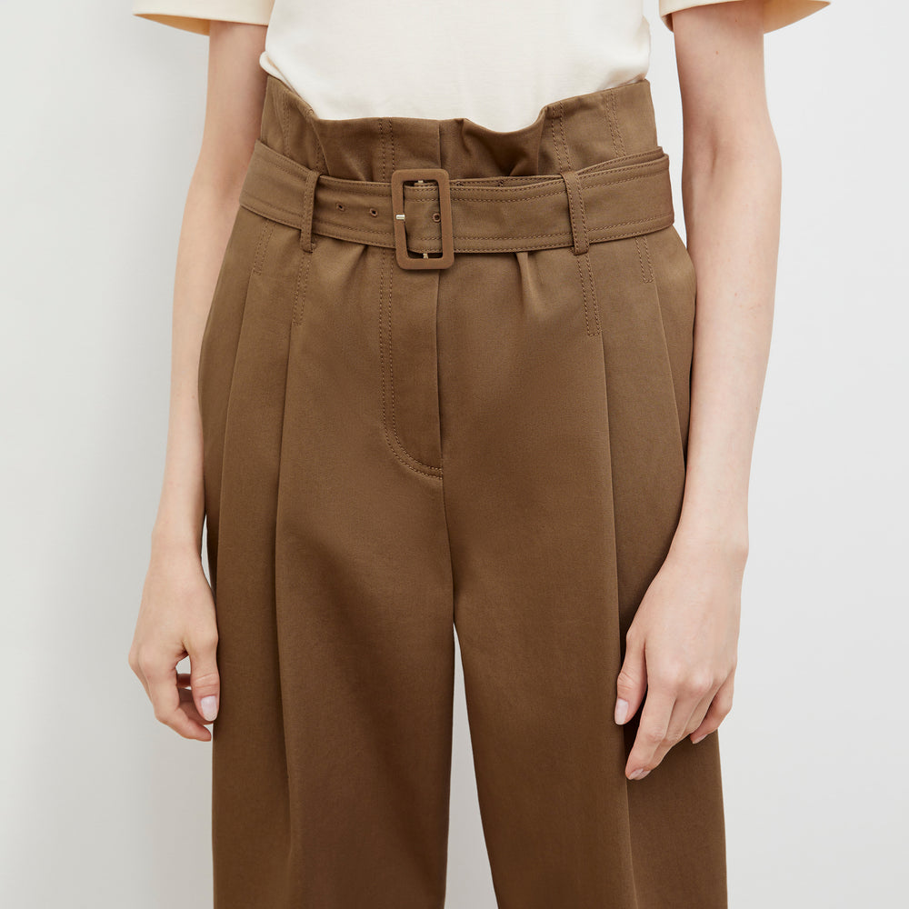 Detail image of a woman wearing the Talulah Pant in Sepia