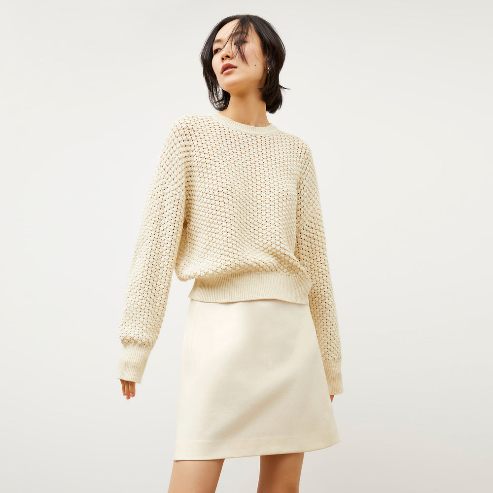Packshot image of the Liam sweater popcorn knit in coconut