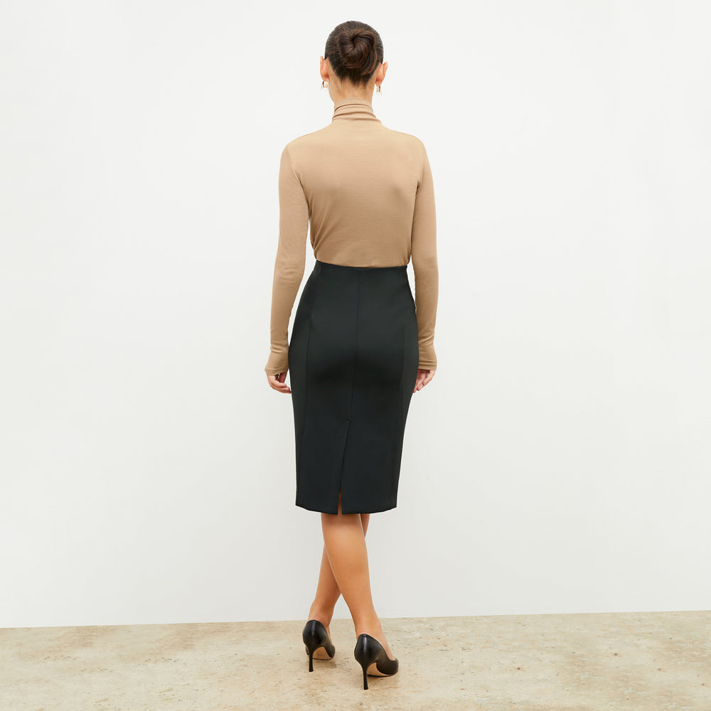Image of a woman wearing the Chantal Skirt - Light Scuba in Forest