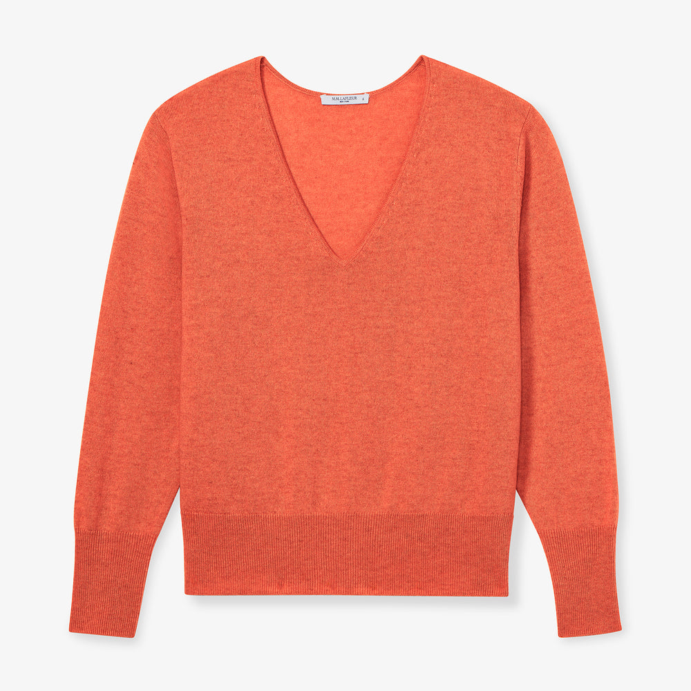 Packshot image of the martha sweater in papaya