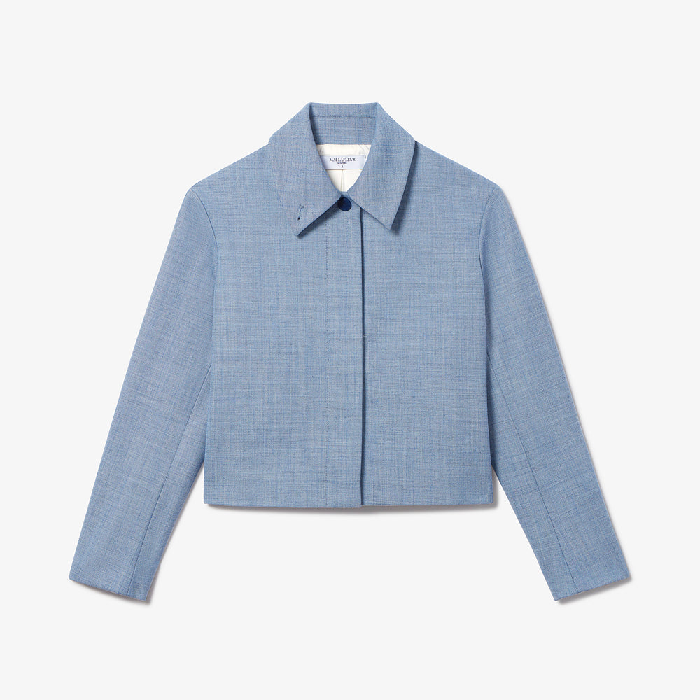 Packshot image of the nicky jacket in indigo and white