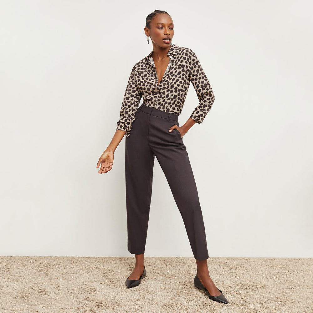 Front image of a woman standing wearing the Mejia Pant in Haze